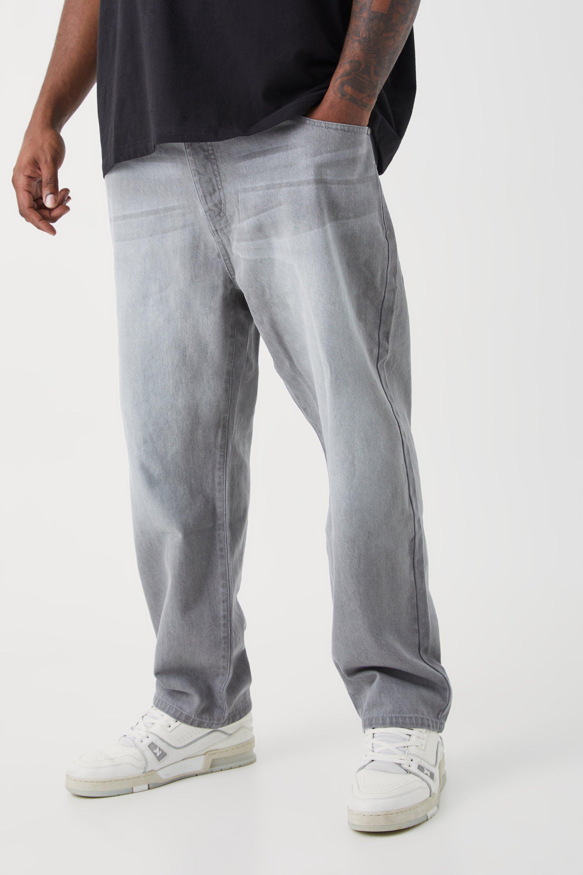 Mens Grey Plus Tapered Rigid Jean, Grey